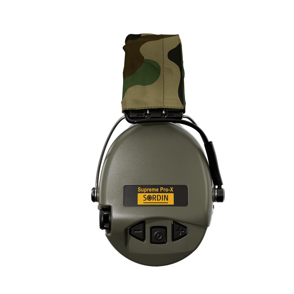 Sordin Supreme Pro-X mit Camo Kopfband und grünem Cups mit Gelkissen Sordin Supreme Pro-X mit Camo Kopfband und grünem Cups mit Gelkissen