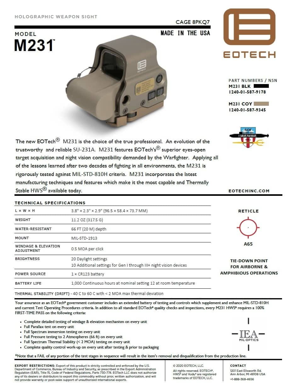 EOTECH M231 EOTECH M231