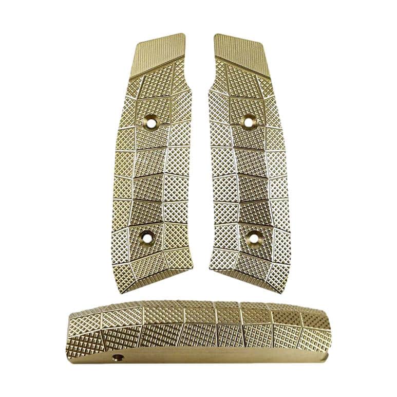 LaugoArms Alien PalmSwell COMBO LOKGrips<br><b>Laugo Arms Alien GridLOK Brass Grips and Backstrap Combo </b><br> Brass | 1