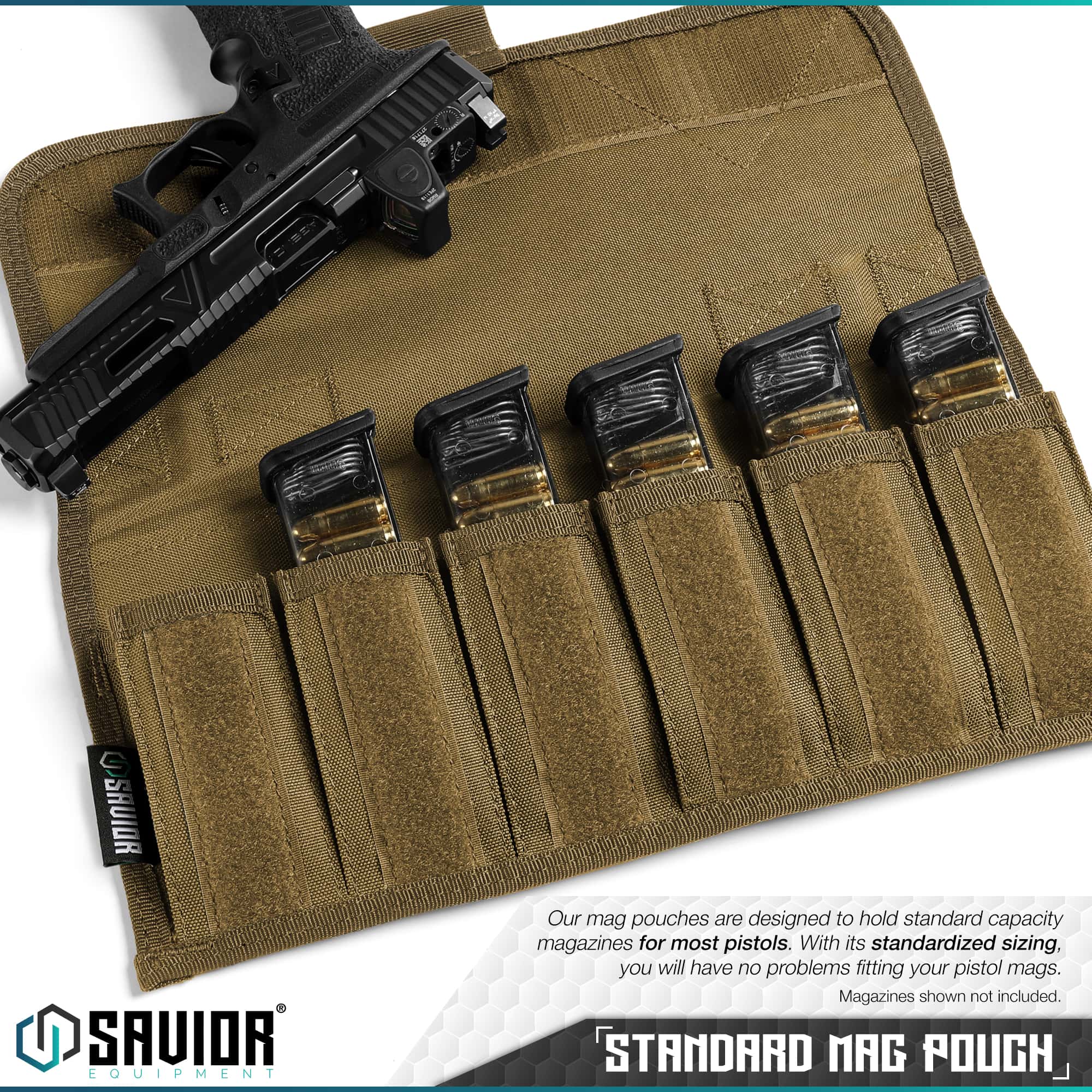 MP-PS-X6-ST-TN-2 Savior Equipment <br><b>PISTOL MAG POUCH </b><br>WITH SLING | 6 Mag 6