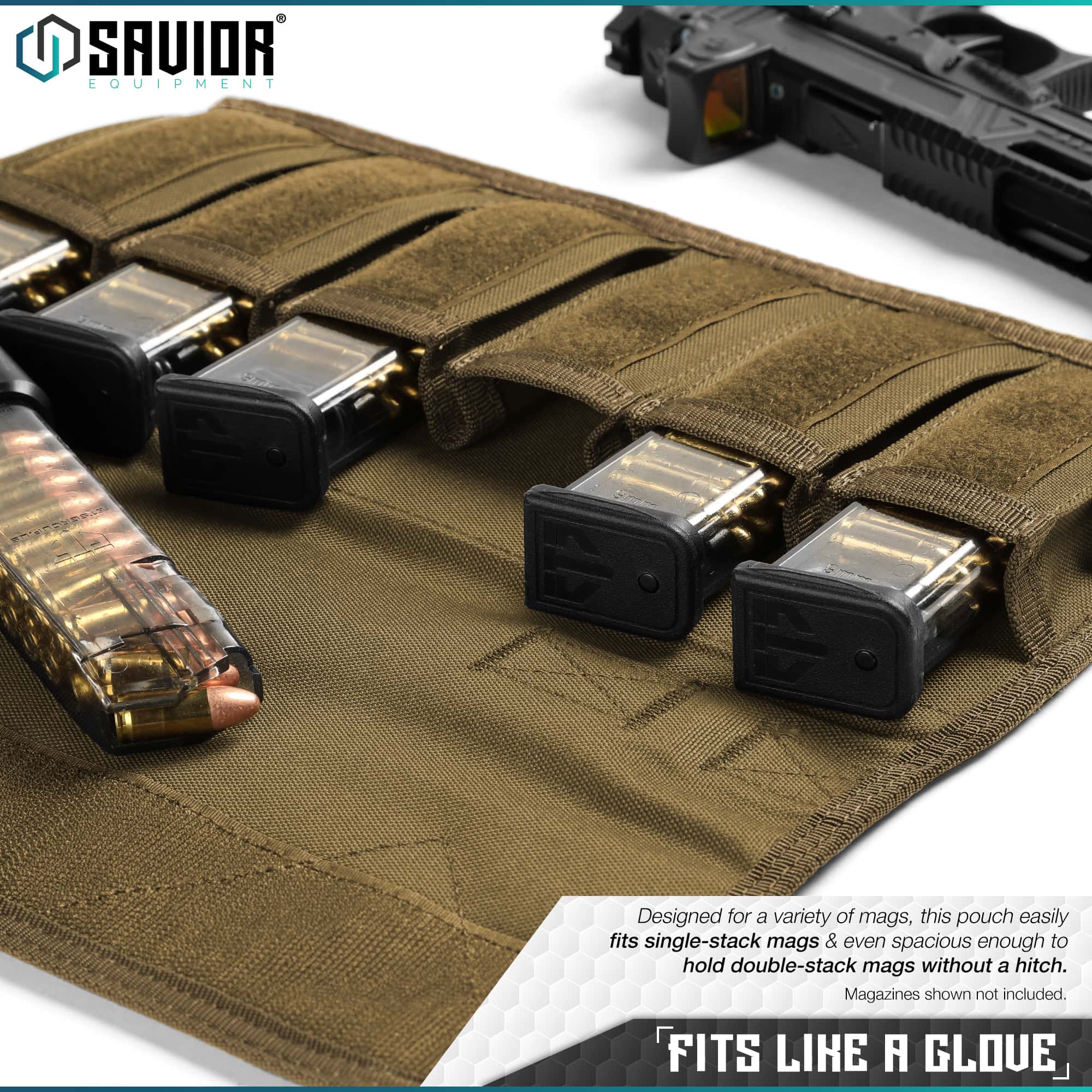 MP-PS-X6-ST-TN-3 Savior Equipment <br><b>PISTOL MAG POUCH </b><br>WITH SLING | 6 Mag 5
