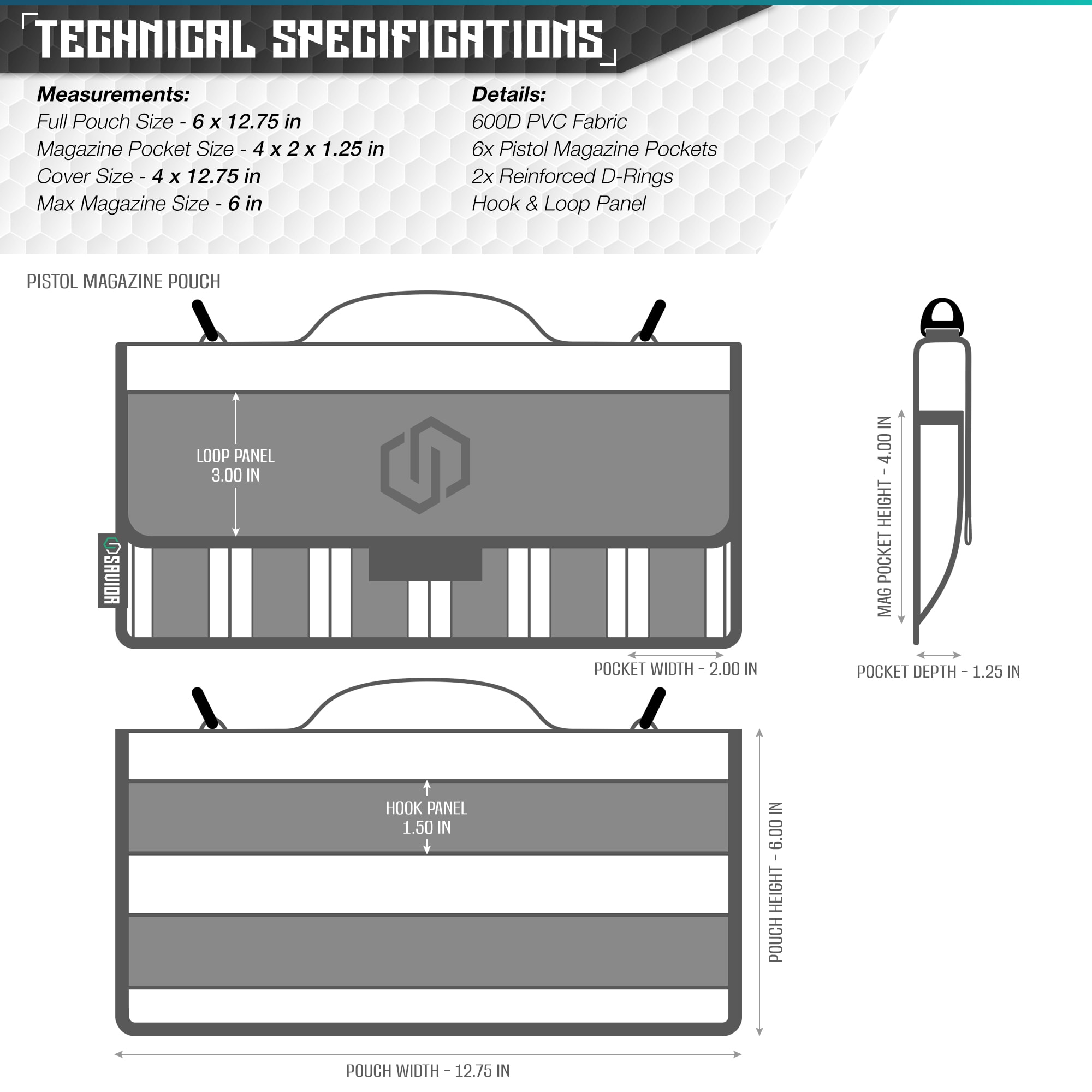MP-PS-X6-ST-TN-7 Savior Equipment <br><b>PISTOL MAG POUCH </b><br>WITH SLING | 6 Mag 7